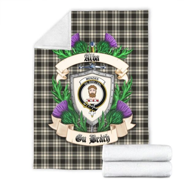 Menzies Thistle & White Ancient Clan Blanket, Scottish Tartan Menzies Thistle & White Ancient Clans Blanket Thistle Style