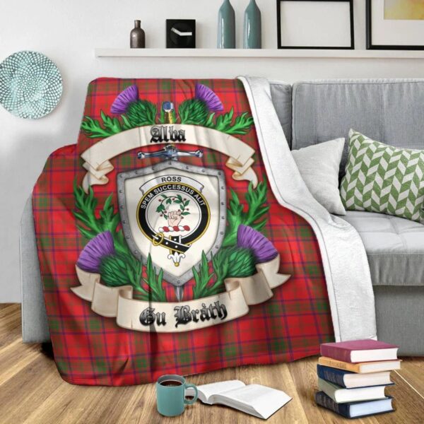 Ross Modern Clan Blanket, Scottish Tartan Ross Modern Clans Blanket Thistle Style - Image 2