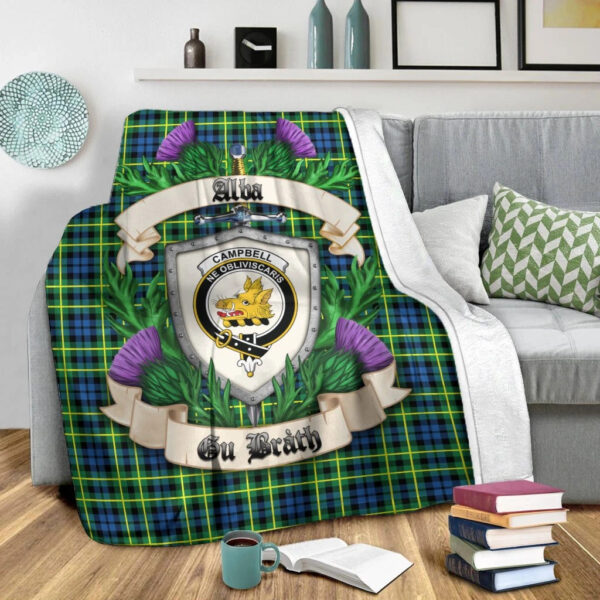 Campbell of Breadalbane Ancient Clan Blanket, Scottish Tartan Campbell of Breadalbane Ancient Clans Blanket Thistle Style - Image 2