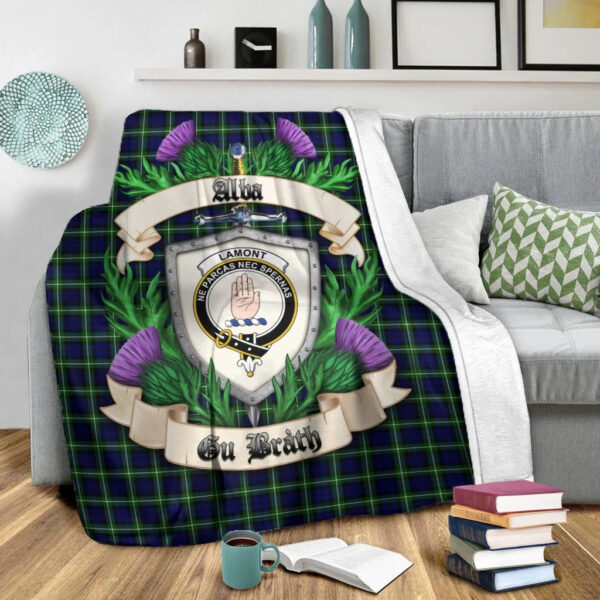 Lamont Modern Clan Blanket, Scottish Tartan Lamont Modern Clans Blanket Thistle Style - Image 2