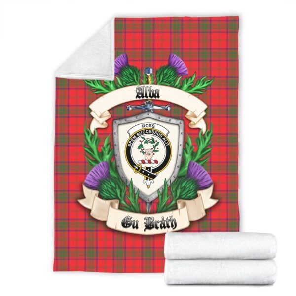 Ross Modern Clan Blanket, Scottish Tartan Ross Modern Clans Blanket Thistle Style