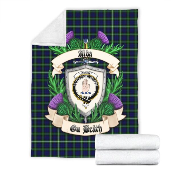 Lamont Modern Clan Blanket, Scottish Tartan Lamont Modern Clans Blanket Thistle Style