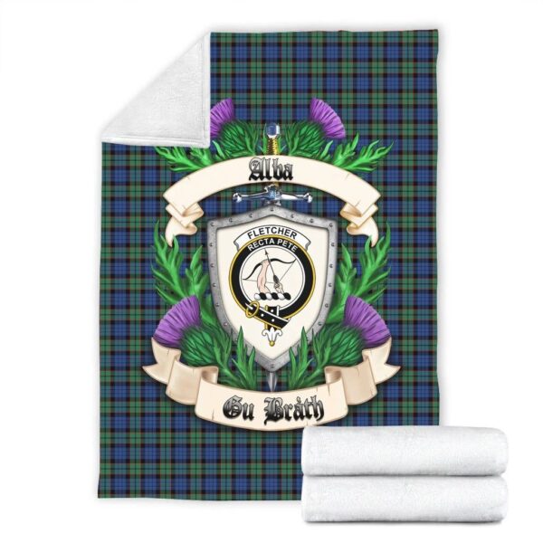 Fletcher Ancient Clan Blanket, Scottish Tartan Fletcher Ancient Clans Blanket Thistle Style