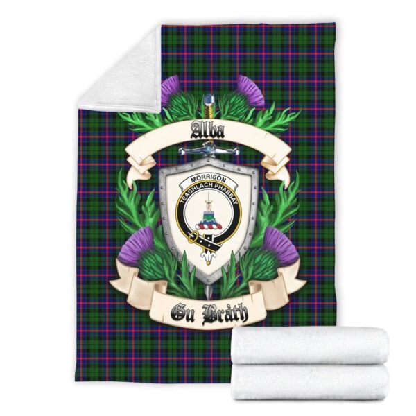 Morrison Modern Clan Blanket, Scottish Tartan Morrison Modern Clans Blanket Thistle Style