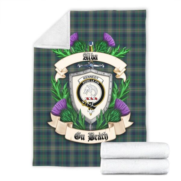 Kennedy Modern Clan Blanket, Scottish Tartan Kennedy Modern Clans Blanket Thistle Style