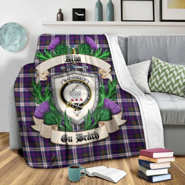 MacDonald Dress Modern Clan Blanket, Scottish Tartan MacDonald Dress Modern Clans Blanket Thistle Style - Image 2