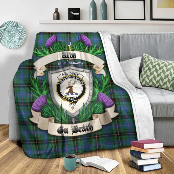 Davidson Ancient Clan Blanket, Scottish Tartan Davidson Ancient Clans Blanket Thistle Style - Image 2