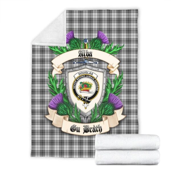 Douglas Grey Modern Clan Blanket, Scottish Tartan Douglas Grey Modern Clans Blanket Thistle Style