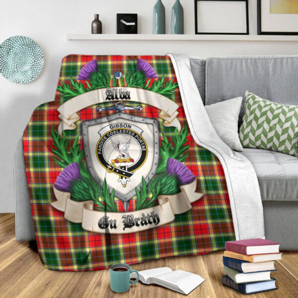 Gibbs Clan Blanket, Scottish Tartan Gibbs Clans Blanket Thistle Style - Image 2