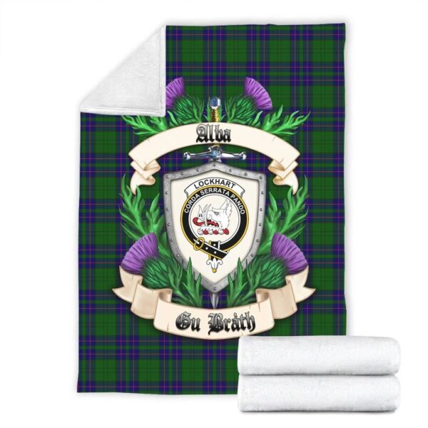 Lockhart Modern Clan Blanket, Scottish Tartan Lockhart Modern Clans Blanket Thistle Style