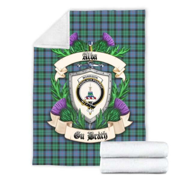 Morrison Ancient Clan Blanket, Scottish Tartan Morrison Ancient Clans Blanket Thistle Style