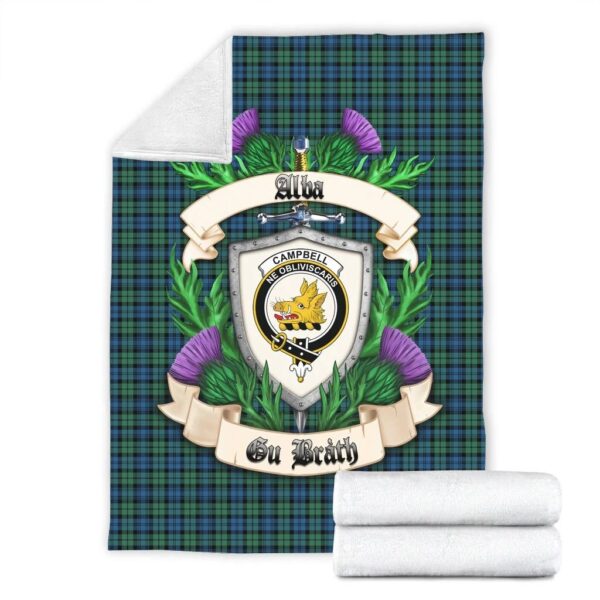 Campbell Ancient 02 Clan Blanket, Scottish Tartan Campbell Ancient 02 Clans Blanket Thistle Style