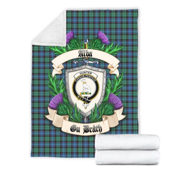 Hunter Ancient Clan Blanket, Scottish Tartan Hunter Ancient Clans Blanket Thistle Style