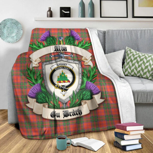 Grant Ancient Clan Blanket, Scottish Tartan Grant Ancient Clans Blanket Thistle Style - Image 2