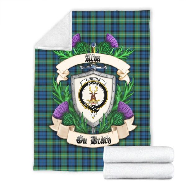 Gordon Ancient Clan Blanket, Scottish Tartan Gordon Ancient Clans Blanket Thistle Style