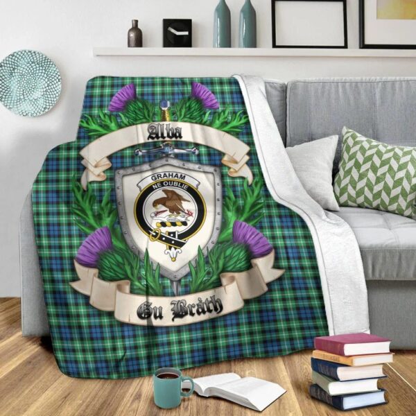 Graham of Montrose Ancient Clan Blanket, Scottish Tartan Graham of Montrose Ancient Clans Blanket Thistle Style - Image 2