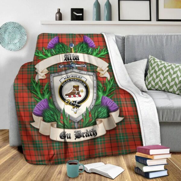 MacAulay Ancient Clan Blanket, Scottish Tartan MacAulay Ancient Clans Blanket Thistle Style - Image 2