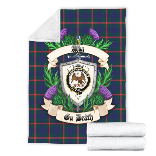 Agnew Modern Clan Blanket, Scottish Tartan Agnew Modern Clans Blanket Thistle Style