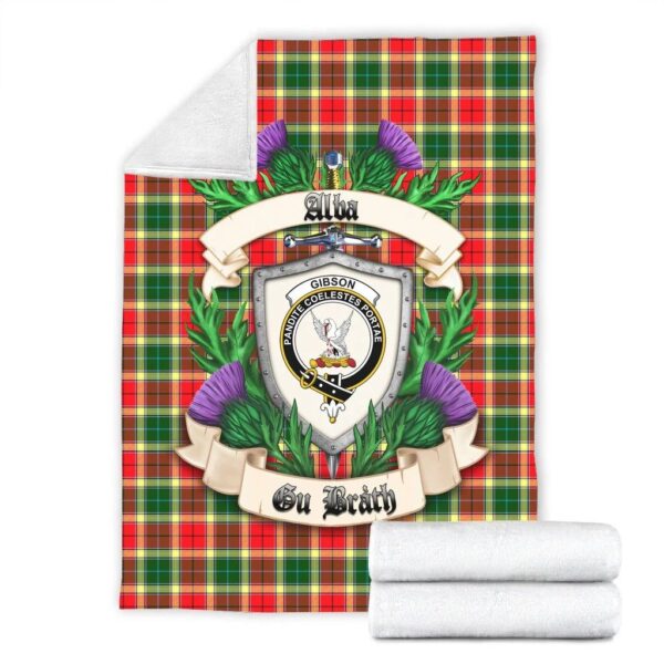 Gibbs Clan Blanket, Scottish Tartan Gibbs Clans Blanket Thistle Style