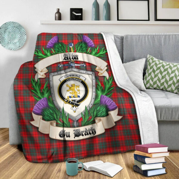 Cumming Modern Clan Blanket, Scottish Tartan Cumming Modern Clans Blanket Thistle Style - Image 2