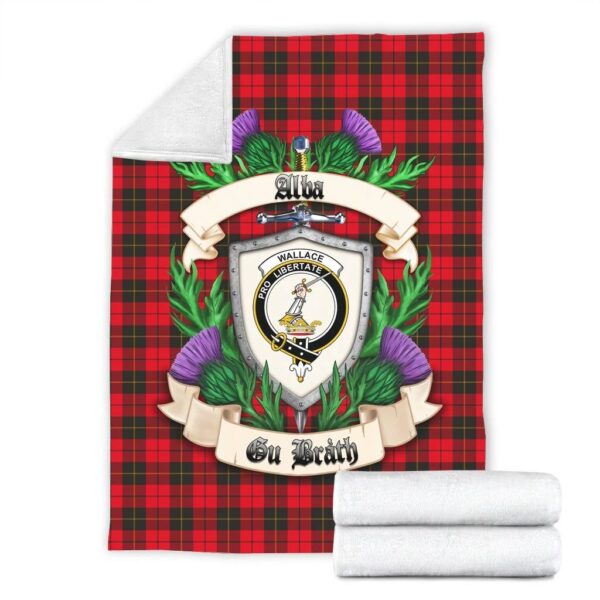 Wallace Weathered Clan Blanket, Scottish Tartan Wallace Weathered Clans Blanket Thistle Style