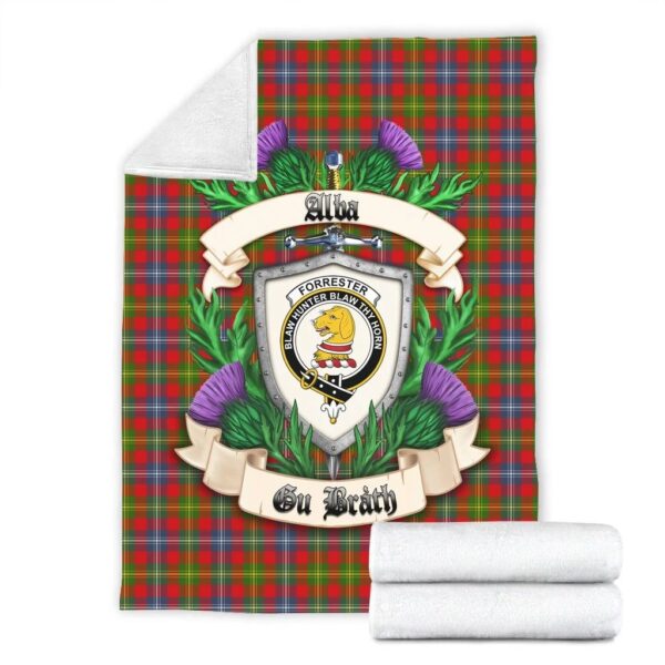 Forrester Clan Blanket, Scottish Tartan Forrester Clans Blanket Thistle Style