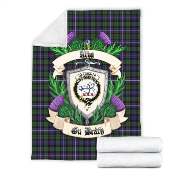 Galbraith Modern Clan Blanket, Scottish Tartan Galbraith Modern Clans Blanket Thistle Style