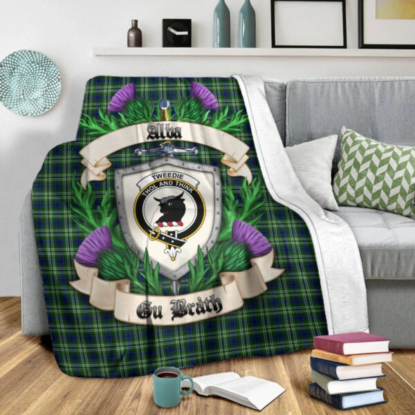 Tweedside District Clan Blanket, Scottish Tartan Tweedside District Clans Blanket Thistle Style - Image 2