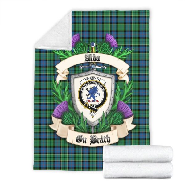 Forsyth Ancient Clan Blanket, Scottish Tartan Forsyth Ancient Clans Blanket Thistle Style