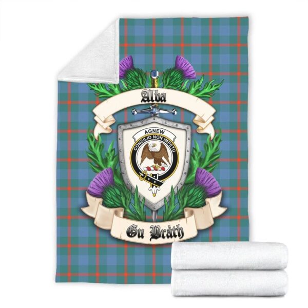 Agnew Ancient Clan Blanket, Scottish Tartan Agnew Ancient Clans Blanket Thistle Style