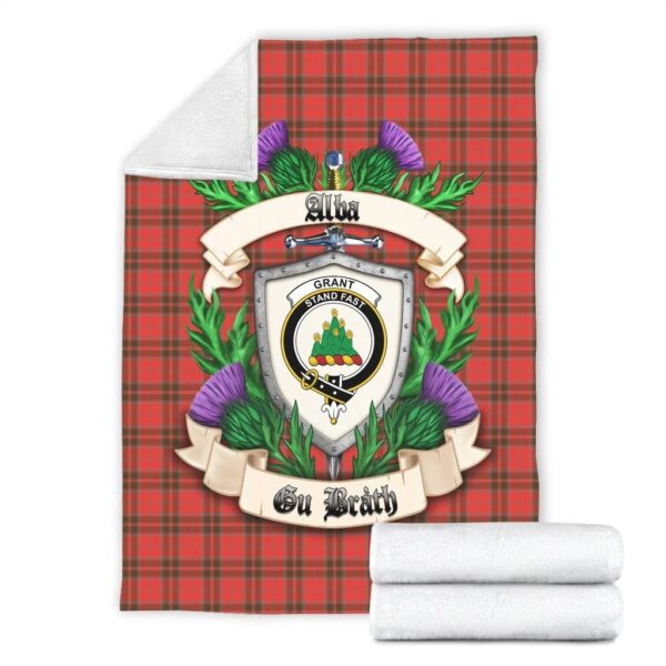 Grant Weathered Clan Blanket, Scottish Tartan Grant Weathered Clans Blanket Thistle Style