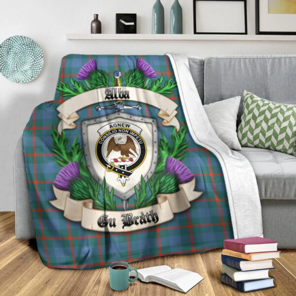 Agnew Ancient Clan Blanket, Scottish Tartan Agnew Ancient Clans Blanket Thistle Style - Image 2