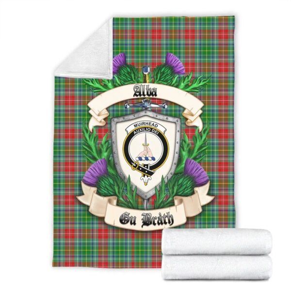 Muirhead Clan Blanket, Scottish Tartan Muirhead Clans Blanket Thistle Style