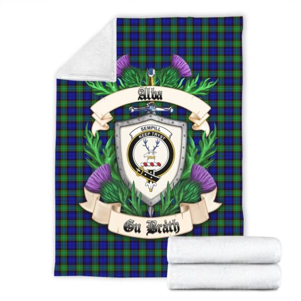 Sempill Modern Clan Blanket, Scottish Tartan Sempill Modern Clans Blanket Thistle Style