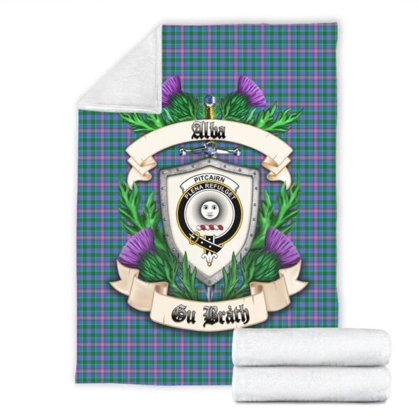 Pitcairn Hunting Clan Blanket, Scottish Tartan Pitcairn Hunting Clans Blanket Thistle Style