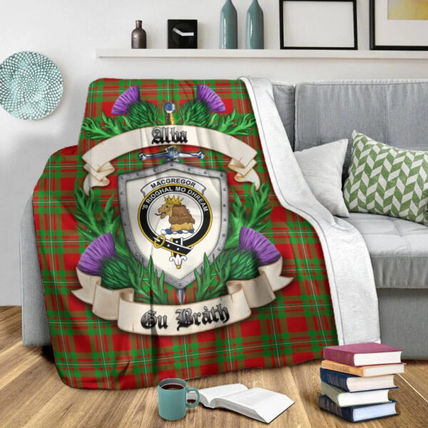 MacGregor Modern Clan Blanket, Scottish Tartan MacGregor Modern Clans Blanket Thistle Style - Image 2