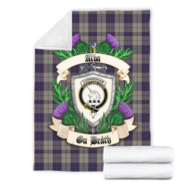 Cunningham Dress Blue Dancers Clan Blanket, Scottish Tartan Cunningham Dress Blue Dancers Clans Blanket Thistle Style