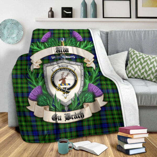 Rollo Modern Clan Blanket, Scottish Tartan Rollo Modern Clans Blanket Thistle Style - Image 2