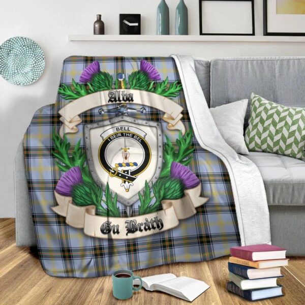 Bell of the Borders Clan Blanket, Scottish Tartan Bell of the Borders Clans Blanket Thistle Style - Image 2