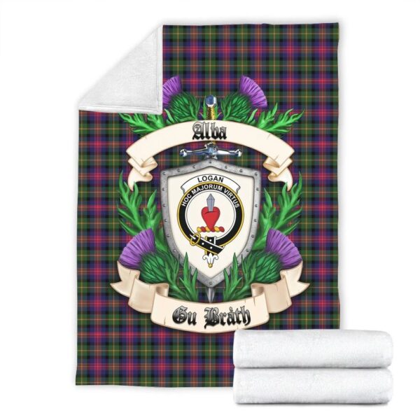 Logan Modern Clan Blanket, Scottish Tartan Logan Modern Clans Blanket Thistle Style