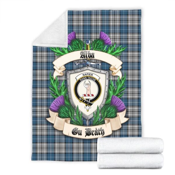 Napier Modern Clan Blanket, Scottish Tartan Napier Modern Clans Blanket Thistle Style