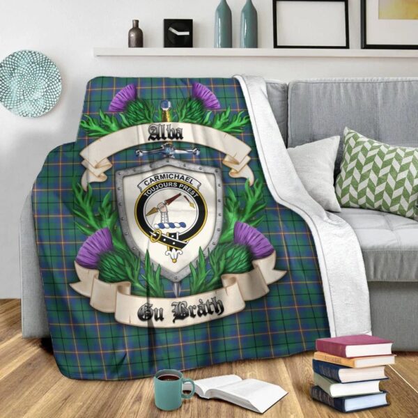 Carmichael Ancient Clan Blanket, Scottish Tartan Carmichael Ancient Clans Blanket Thistle Style - Image 2