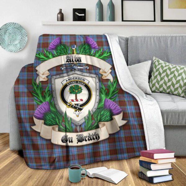 Anderson Modern Clan Blanket, Scottish Tartan Anderson Modern Clans Blanket Thistle Style - Image 2