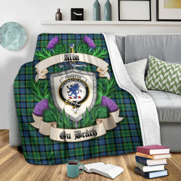 Forsyth Ancient Clan Blanket, Scottish Tartan Forsyth Ancient Clans Blanket Thistle Style - Image 2