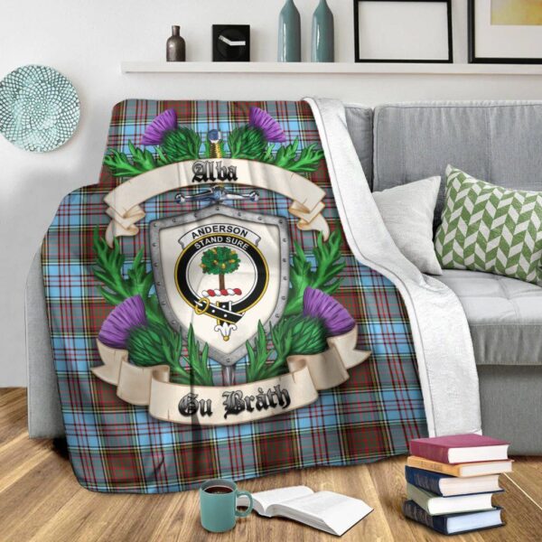 Anderson Ancient Clan Blanket, Scottish Tartan Anderson Ancient Clans Blanket Thistle Style - Image 2