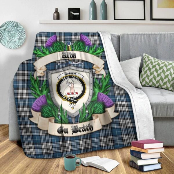 Napier Modern Clan Blanket, Scottish Tartan Napier Modern Clans Blanket Thistle Style - Image 2