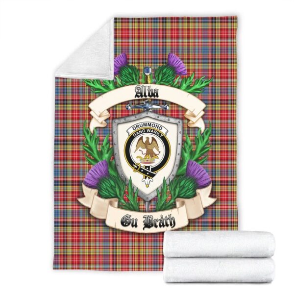 Drummond of Strathallan Clan Blanket, Scottish Tartan Drummond of Strathallan Clans Blanket Thistle Style