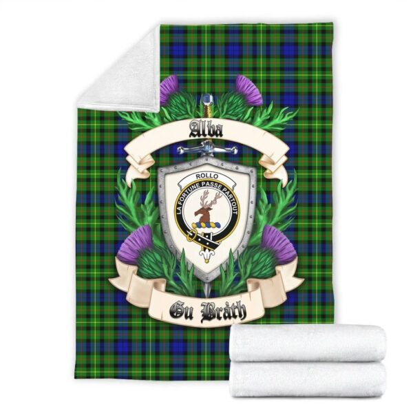 Rollo Modern Clan Blanket, Scottish Tartan Rollo Modern Clans Blanket Thistle Style