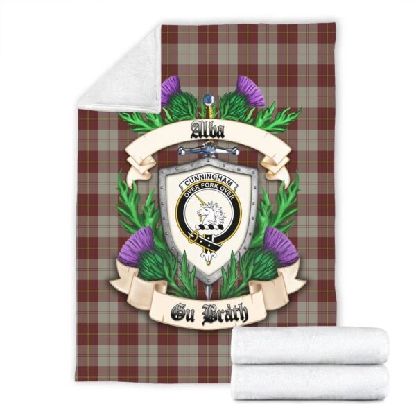 Cunningham Burgundy Dancers Clan Blanket, Scottish Tartan Cunningham Burgundy Dancers Clans Blanket Thistle Style