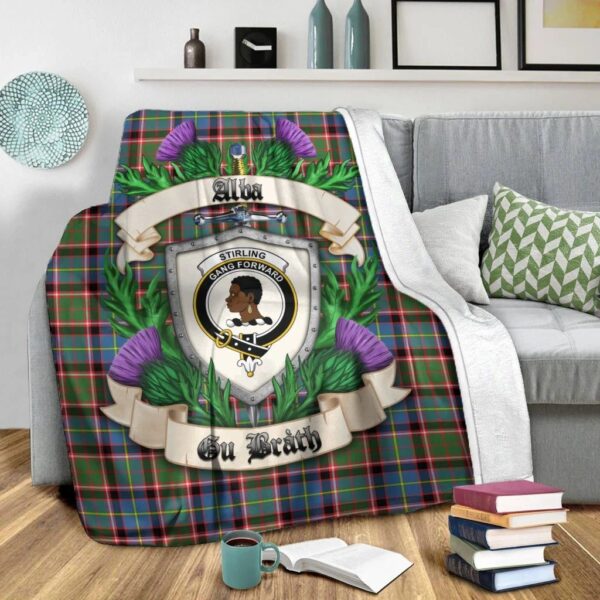 Stirling & Bannockburn District Clan Blanket, Scottish Tartan Stirling & Bannockburn District Clans Blanket Thistle Style - Image 2